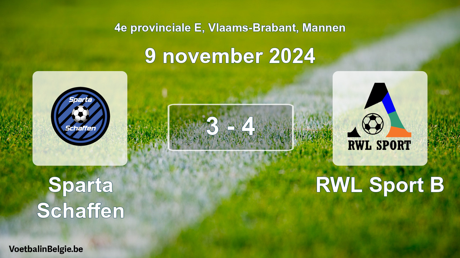 Gespeelde wedstrijd mannenvoetbal: Sparta Schaffen - RWL Sport B 3 - 4 (9 november 2024)
