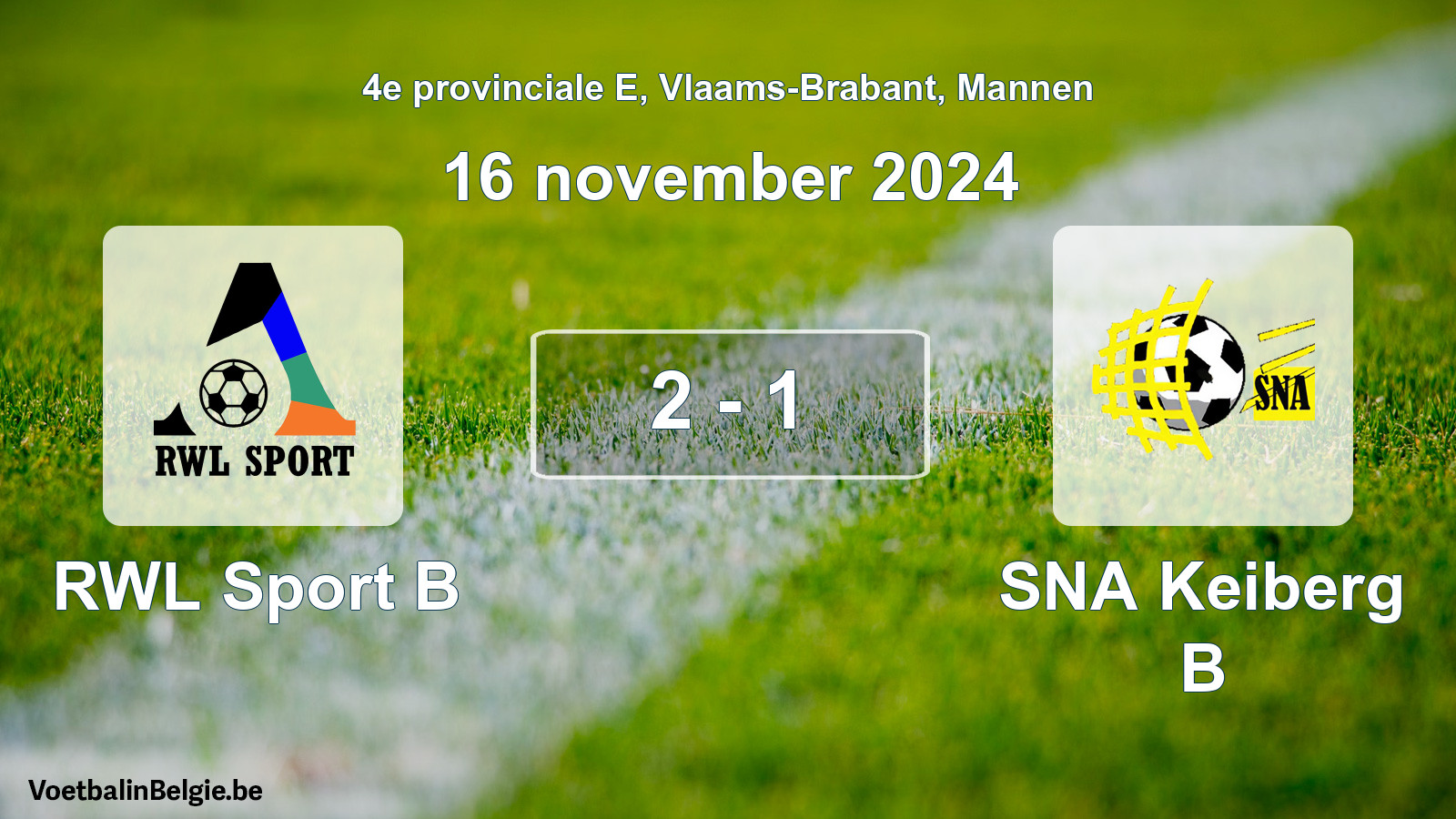 Gespeelde wedstrijd mannenvoetbal: RWL Sport B - SNA Keiberg B 2 - 1 (16 november 2024)