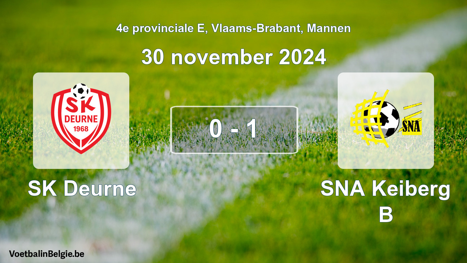 Gespeelde wedstrijd mannenvoetbal: SK Deurne - SNA Keiberg B 0 - 1 (30 november 2024)