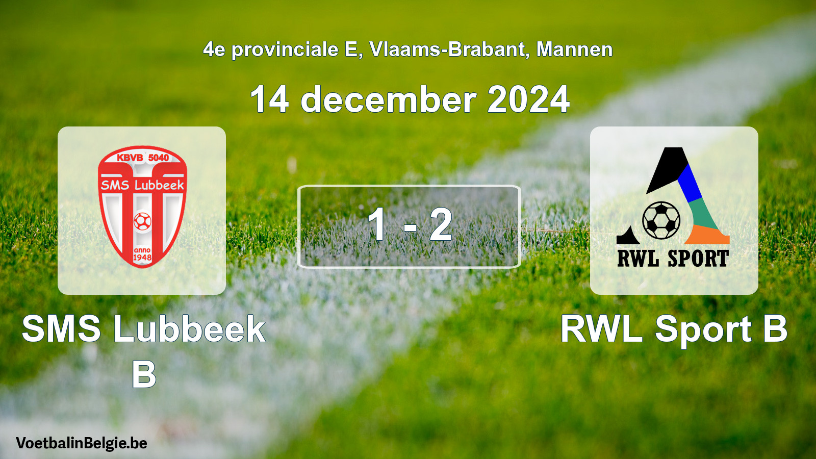 Gespeelde wedstrijd mannenvoetbal: SMS Lubbeek B - RWL Sport B 1 - 2 (14 december 2024)