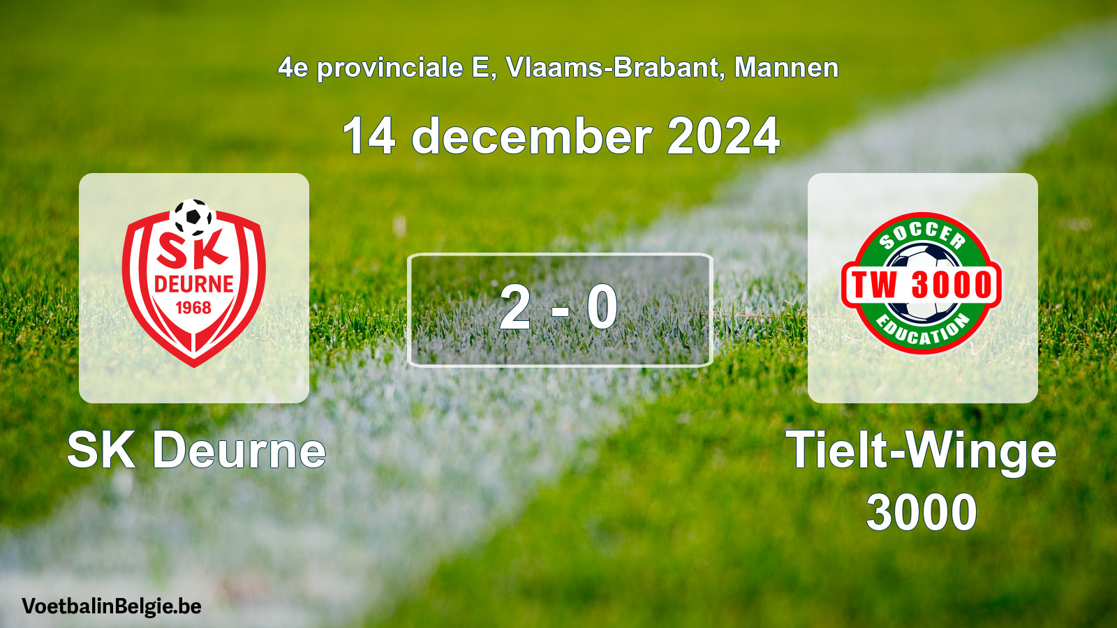 Gespeelde wedstrijd mannenvoetbal: SK Deurne - Tielt-Winge 3000 2 - 0 (14 december 2024)