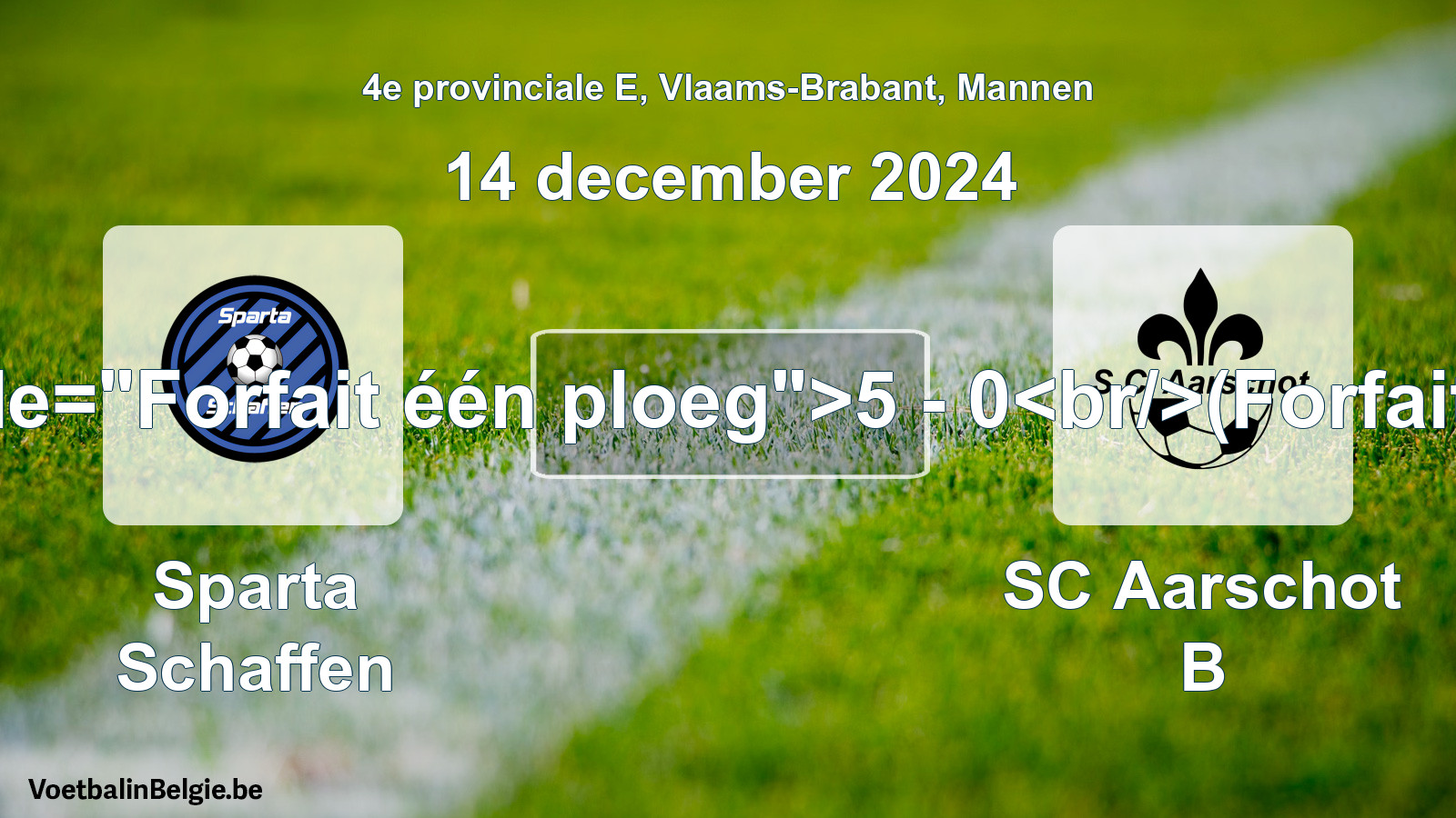 Forfait gegeven: Sparta Schaffen - SC Aarschot B 5 - 0 (14 december 2024)