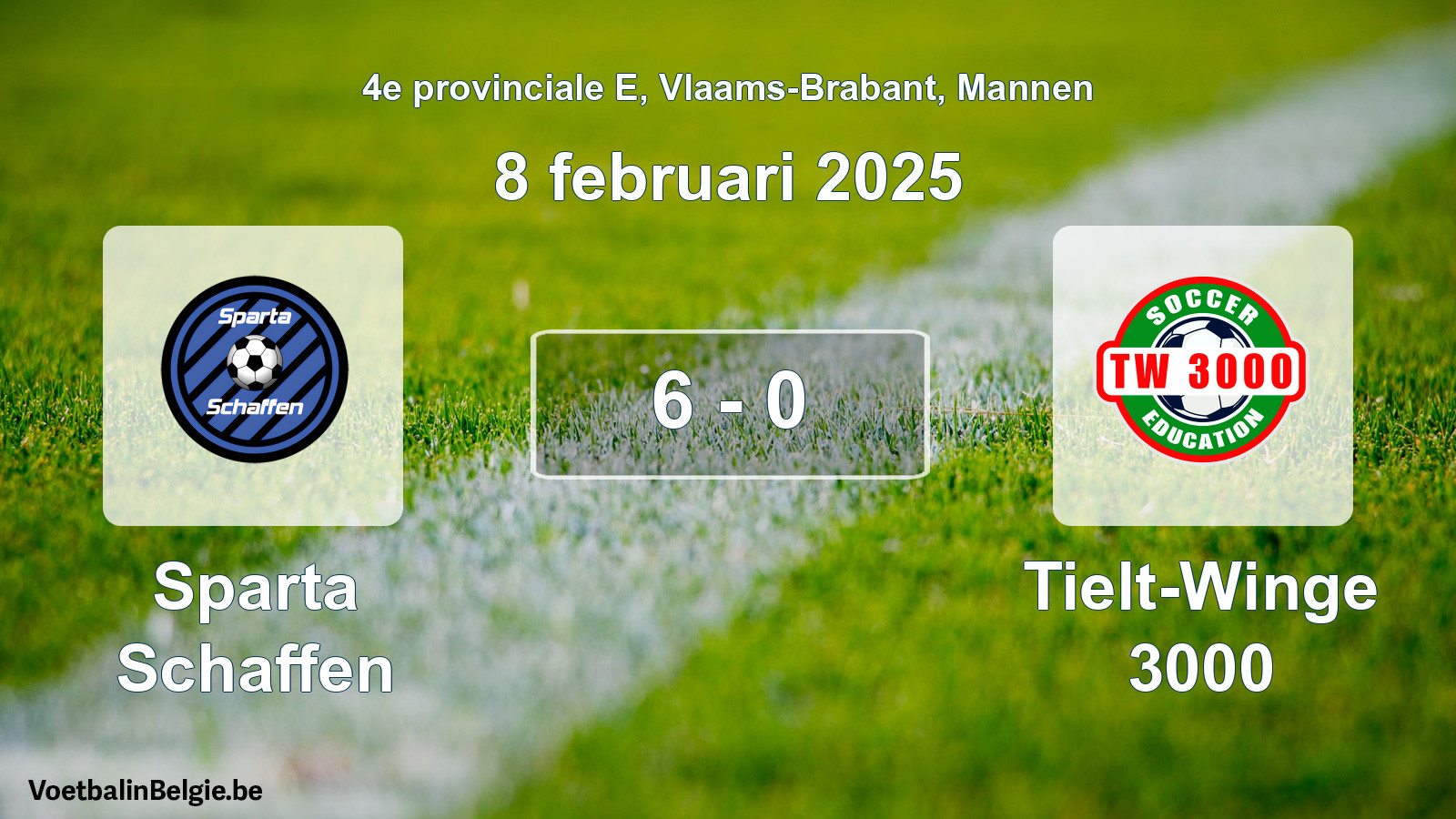 Gespeelde wedstrijd mannenvoetbal: Sparta Schaffen - Tielt-Winge 3000 6 - 0 (8 februari 2025)