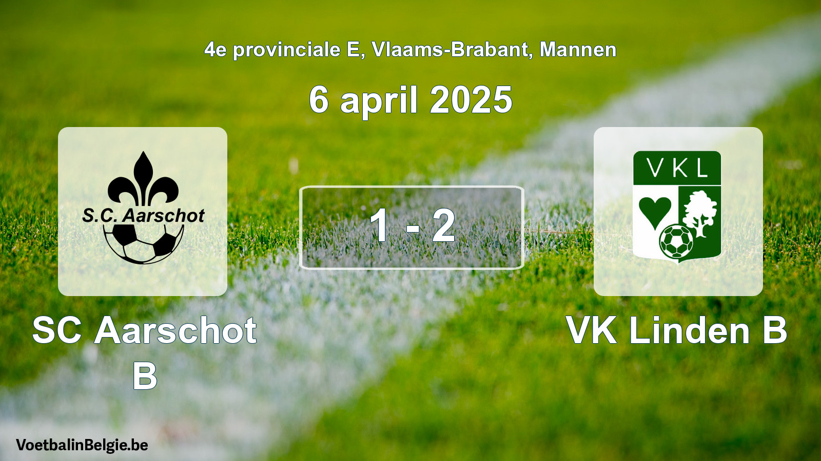 Gespeelde wedstrijd mannenvoetbal: SC Aarschot B - VK Linden B 1 - 2 (6 april 2025)