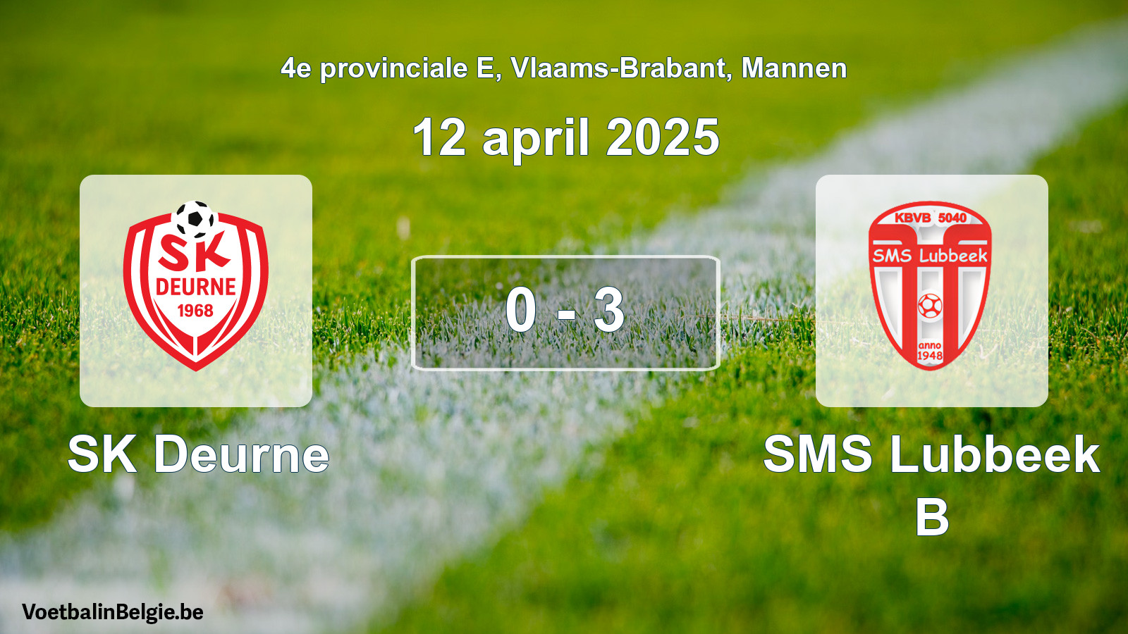 Gespeelde wedstrijd mannenvoetbal: SK Deurne - SMS Lubbeek B 0 - 3 (12 april 2025)