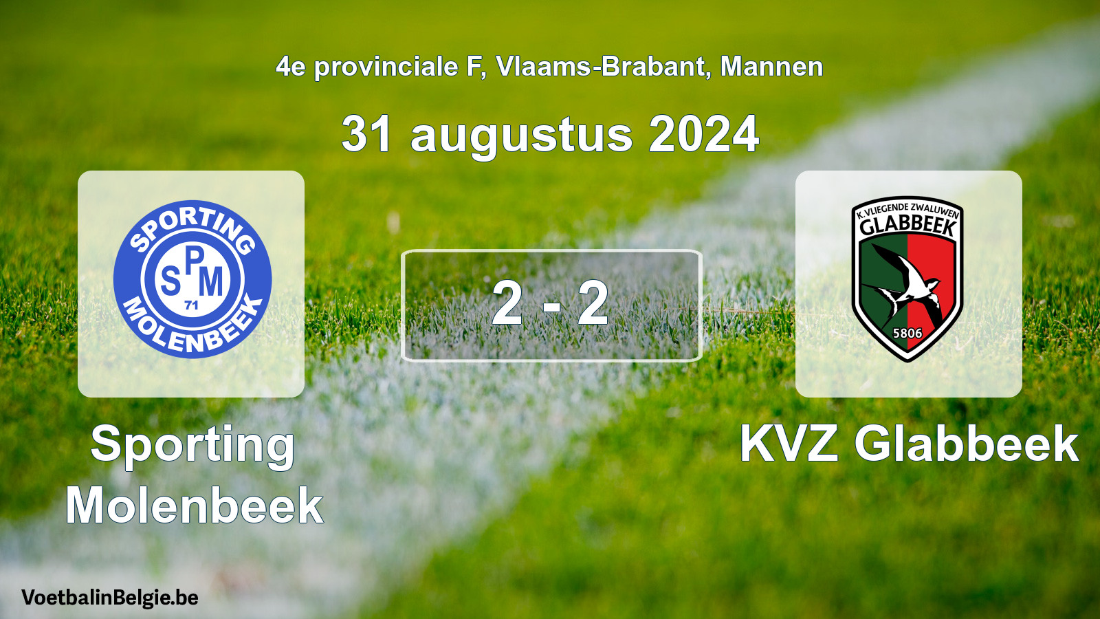 Gespeelde wedstrijd mannenvoetbal: Sporting Molenbeek - KVZ Glabbeek 2 - 2 (31 augustus 2024)