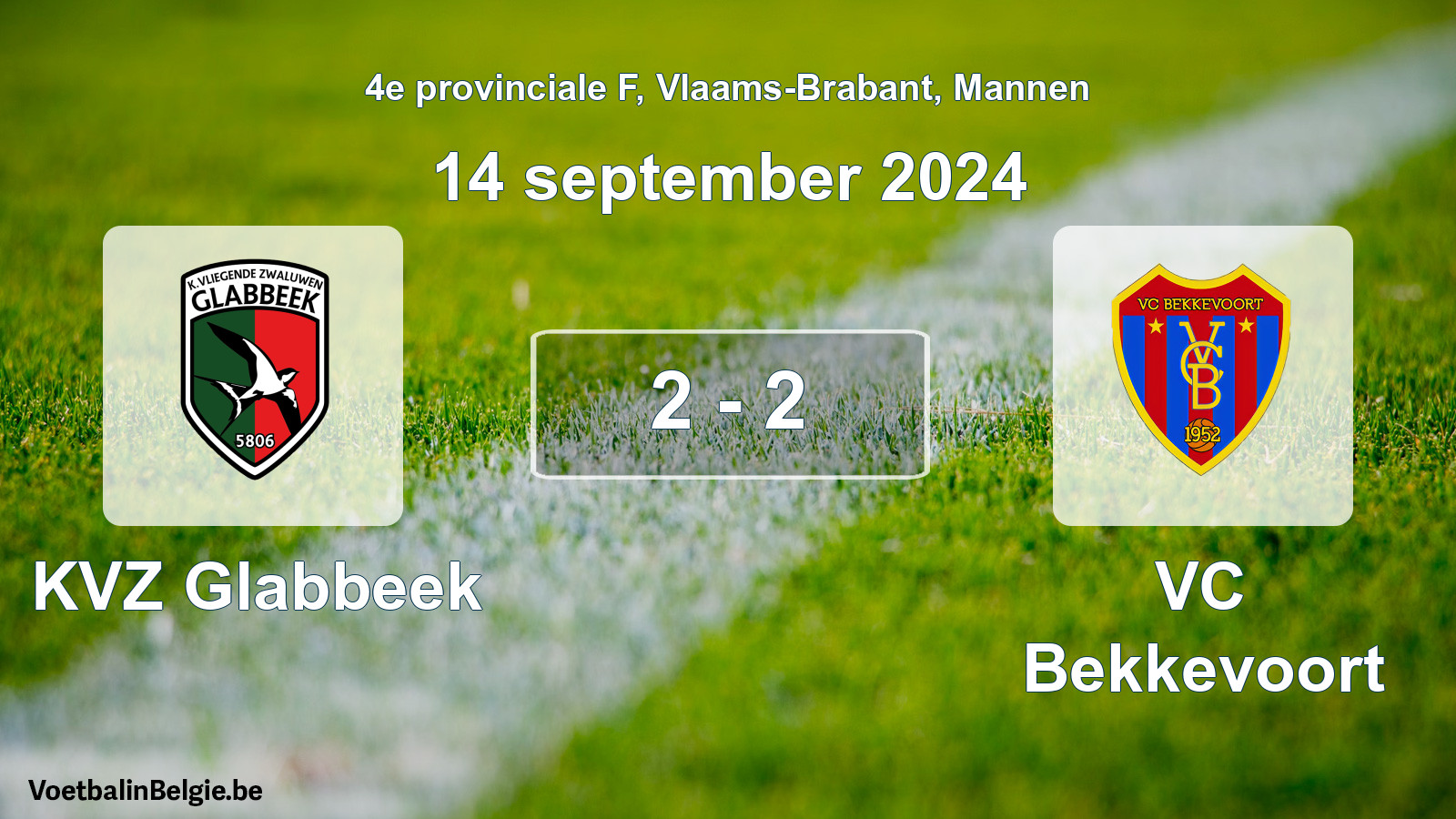 Gespeelde wedstrijd mannenvoetbal: KVZ Glabbeek - VC Bekkevoort 2 - 2 (14 september 2024)