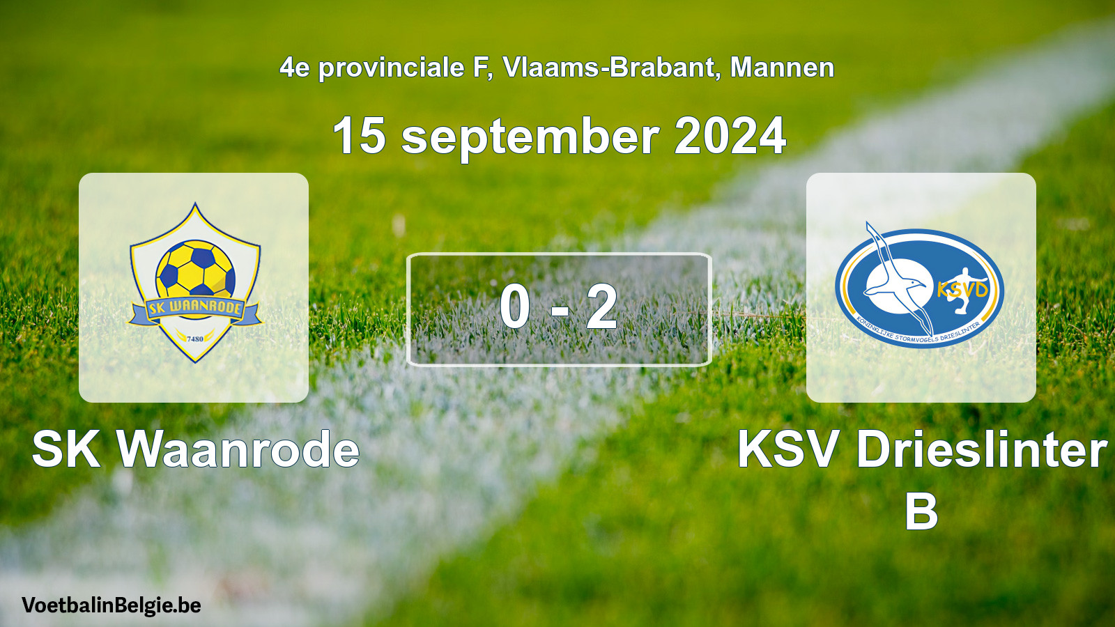 Gespeelde wedstrijd mannenvoetbal: SK Waanrode - KSV Drieslinter B 0 - 2 (15 september 2024)