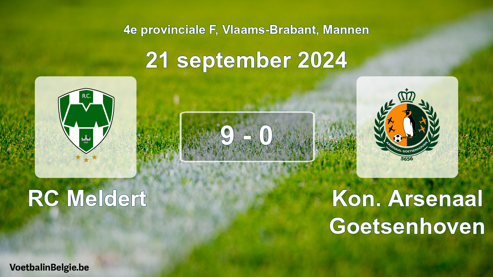 Gespeelde wedstrijd mannenvoetbal: RC Meldert - Kon. Arsenaal Goetsenhoven 9 - 0 (21 september 2024)