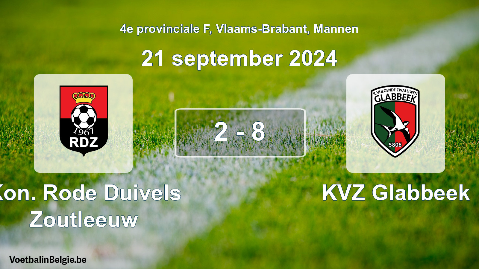 Gespeelde wedstrijd mannenvoetbal: Kon. Rode Duivels Zoutleeuw - KVZ Glabbeek 2 - 8 (21 september 2024)