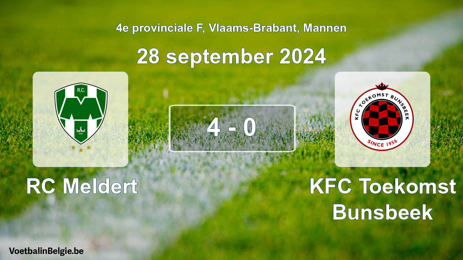 Gespeelde wedstrijd mannenvoetbal: RC Meldert - KFC Toekomst Bunsbeek 4 - 0 (28 september 2024)