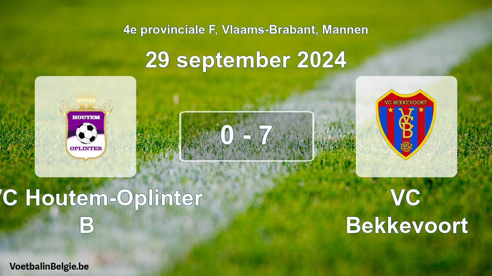 Gespeelde wedstrijd mannenvoetbal: KVC Houtem-Oplinter B - VC Bekkevoort 0 - 7 (29 september 2024)