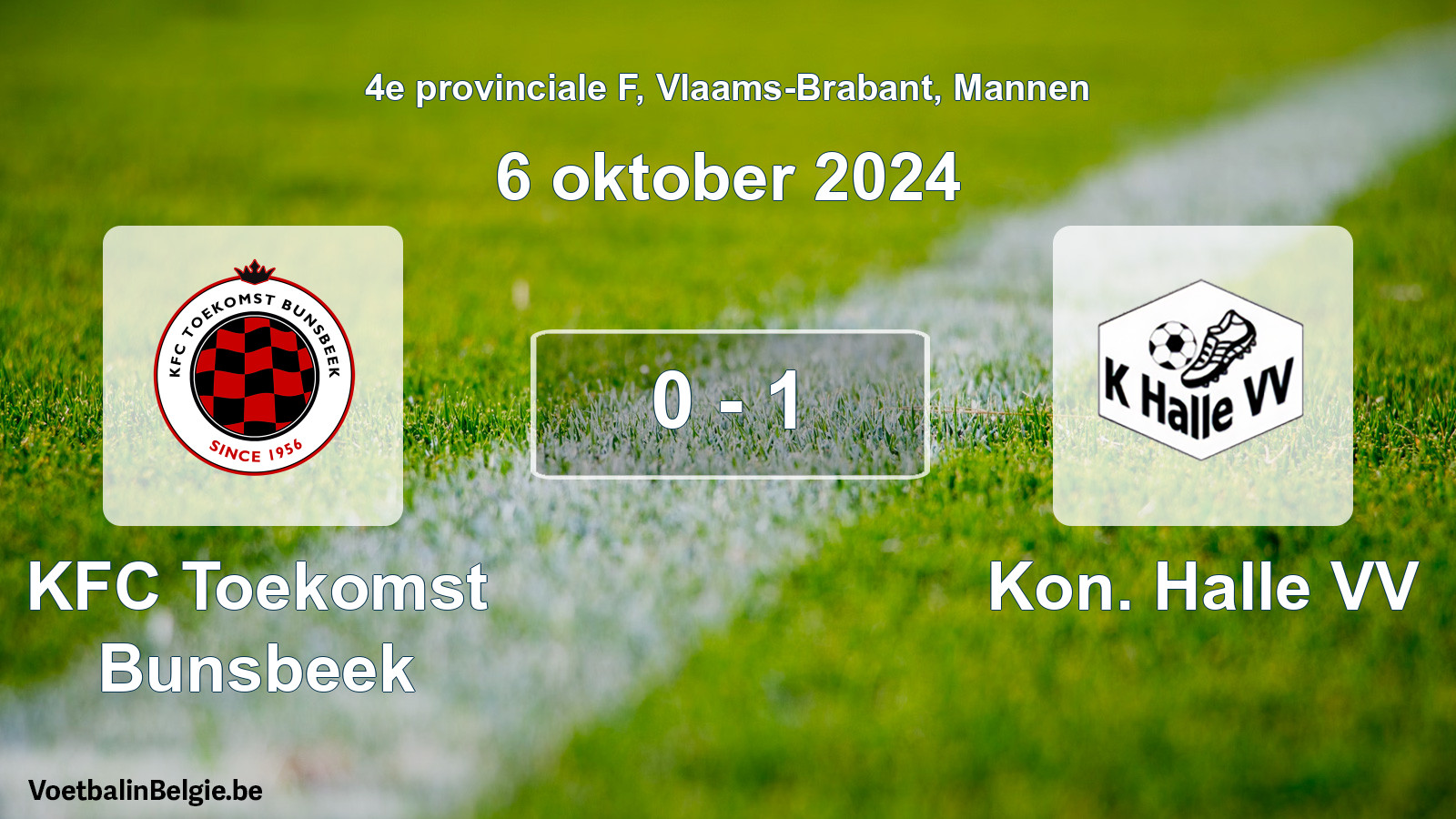 Gespeelde wedstrijd mannenvoetbal: KFC Toekomst Bunsbeek - Kon. Halle VV 0 - 1 (6 oktober 2024)