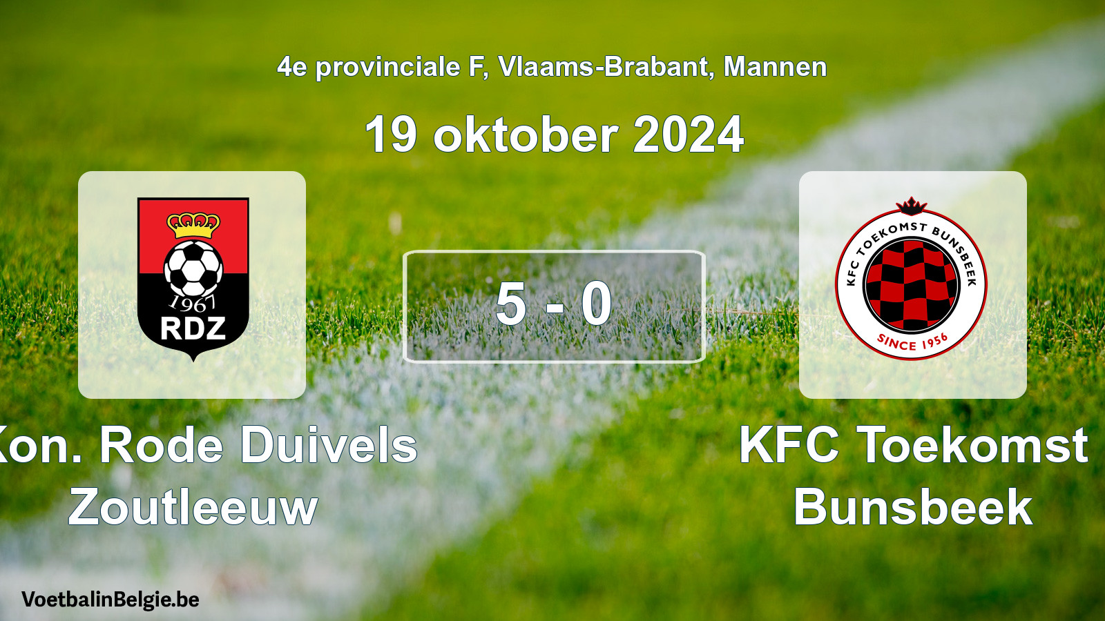 Gespeelde wedstrijd mannenvoetbal: Kon. Rode Duivels Zoutleeuw - KFC Toekomst Bunsbeek 5 - 0 (19 oktober 2024)