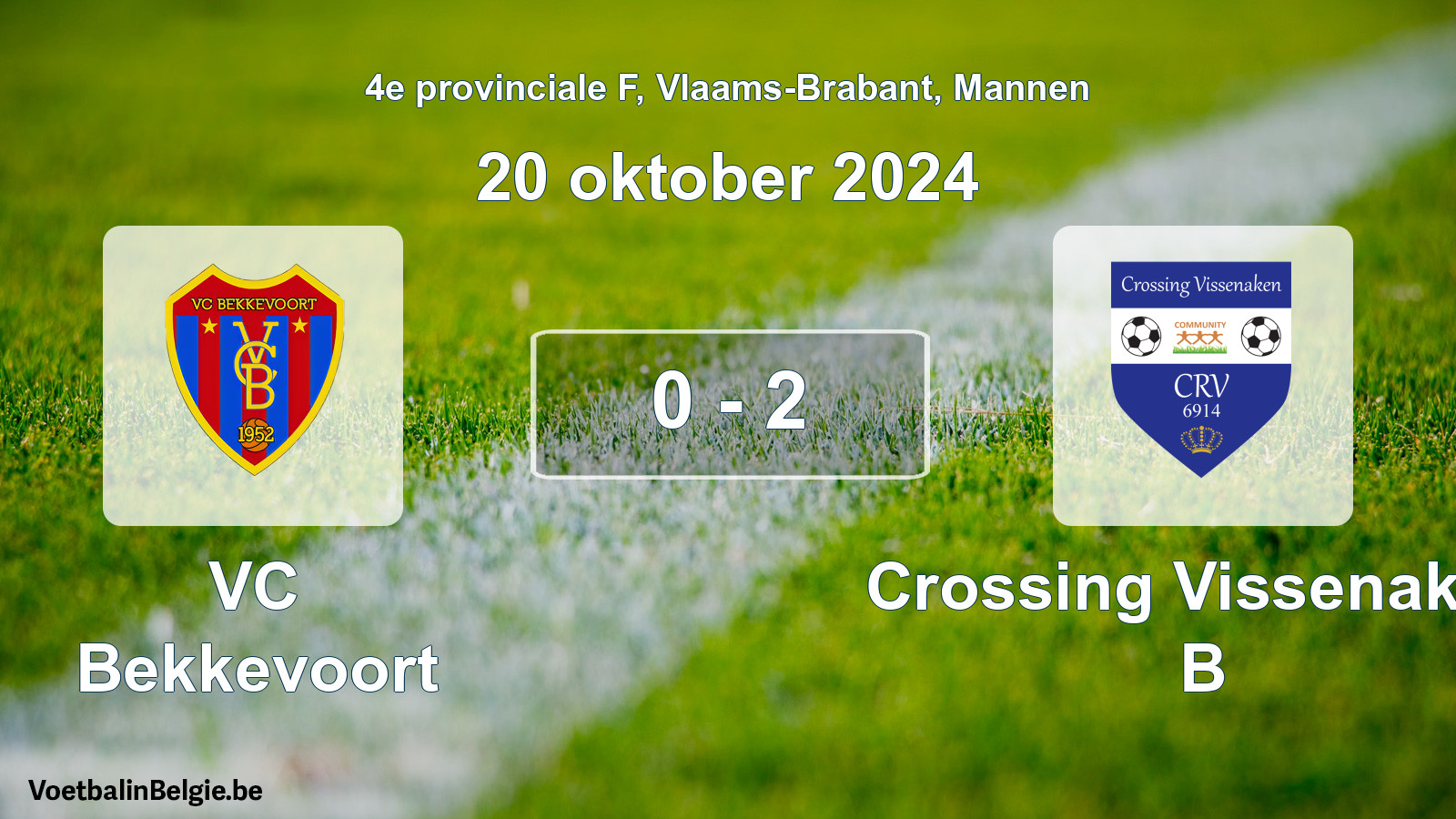 Gespeelde wedstrijd mannenvoetbal: VC Bekkevoort - Crossing Vissenaken B 0 - 2 (20 oktober 2024)