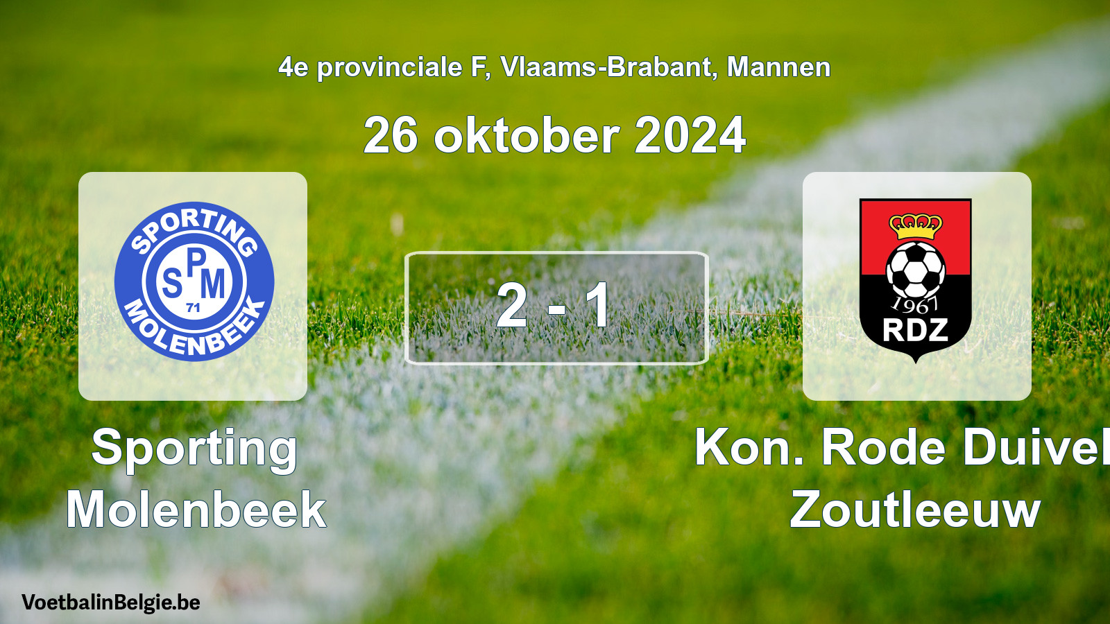 Gespeelde wedstrijd mannenvoetbal: Sporting Molenbeek - Kon. Rode Duivels Zoutleeuw 2 - 1 (26 oktober 2024)