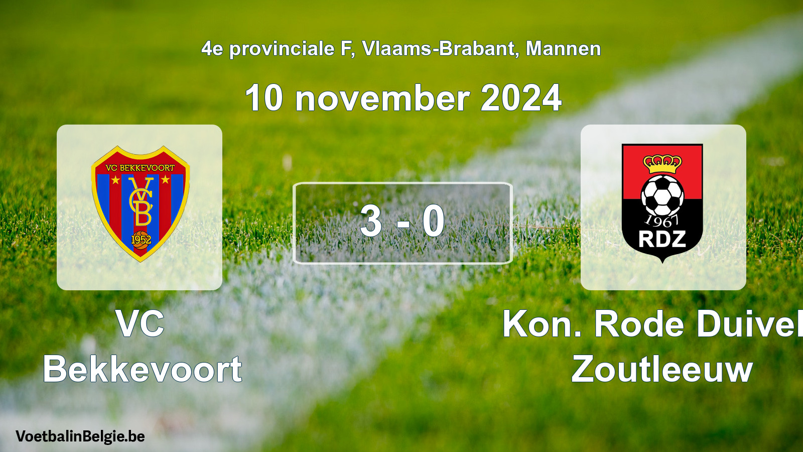 Gespeelde wedstrijd mannenvoetbal: VC Bekkevoort - Kon. Rode Duivels Zoutleeuw 3 - 0 (10 november 2024)
