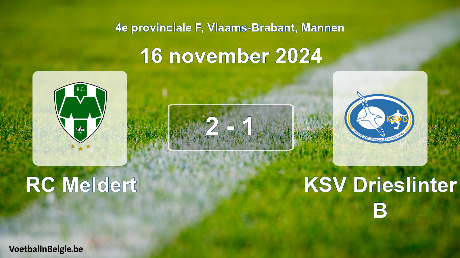 Gespeelde wedstrijd mannenvoetbal: RC Meldert - KSV Drieslinter B 2 - 1 (16 november 2024)