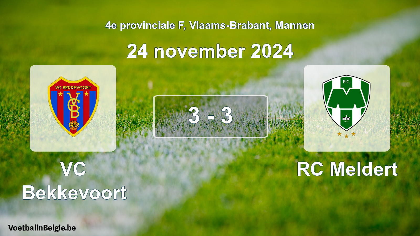 Gespeelde wedstrijd mannenvoetbal: VC Bekkevoort - RC Meldert 3 - 3 (24 november 2024)