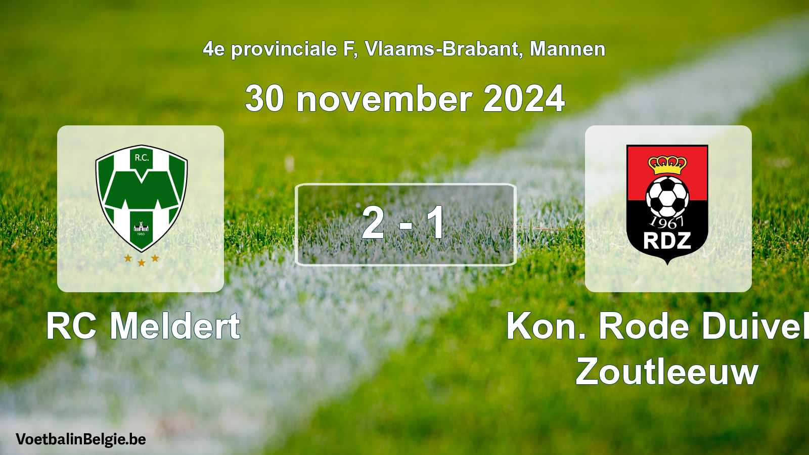 Gespeelde wedstrijd mannenvoetbal: RC Meldert - Kon. Rode Duivels Zoutleeuw 2 - 1 (30 november 2024)
