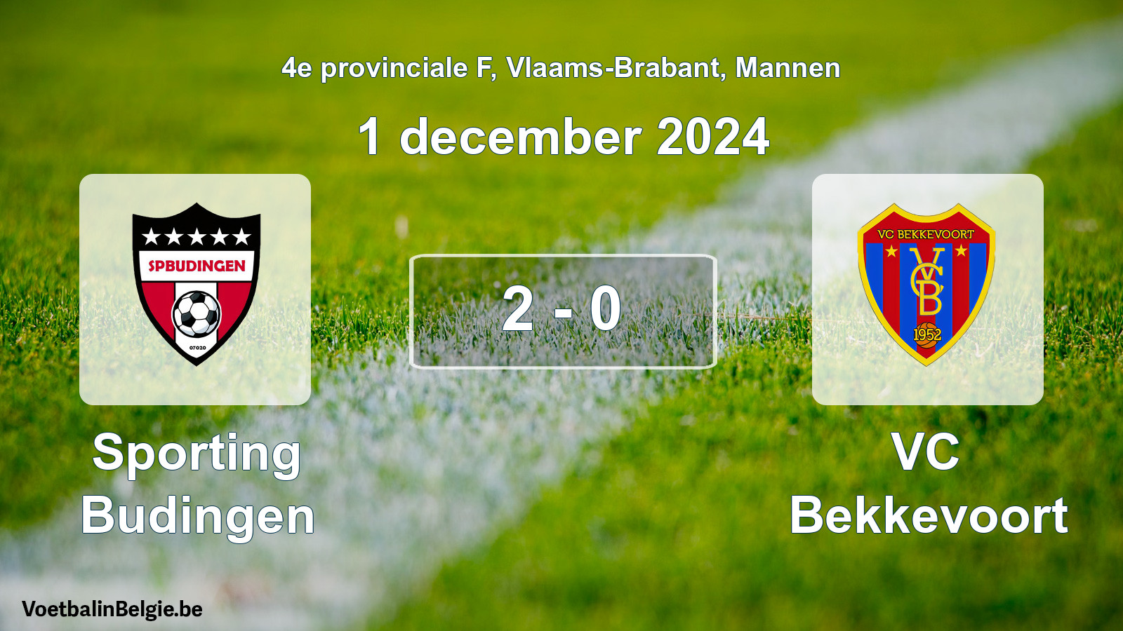 Gespeelde wedstrijd mannenvoetbal: Sporting Budingen - VC Bekkevoort 2 - 0 (1 december 2024)