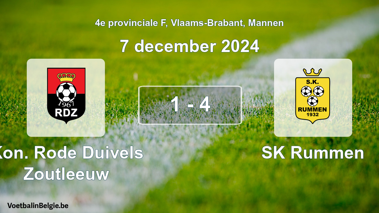 Gespeelde wedstrijd mannenvoetbal: Kon. Rode Duivels Zoutleeuw - SK Rummen 1 - 4 (7 december 2024)