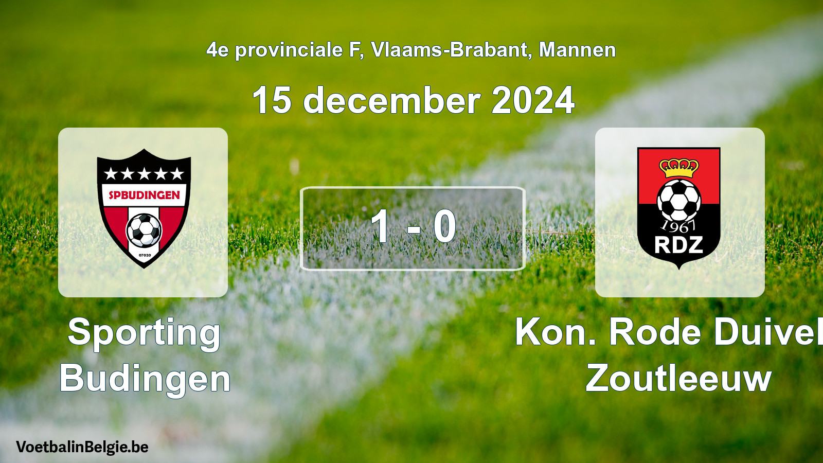Gespeelde wedstrijd mannenvoetbal: Sporting Budingen - Kon. Rode Duivels Zoutleeuw 1 - 0 (15 december 2024)