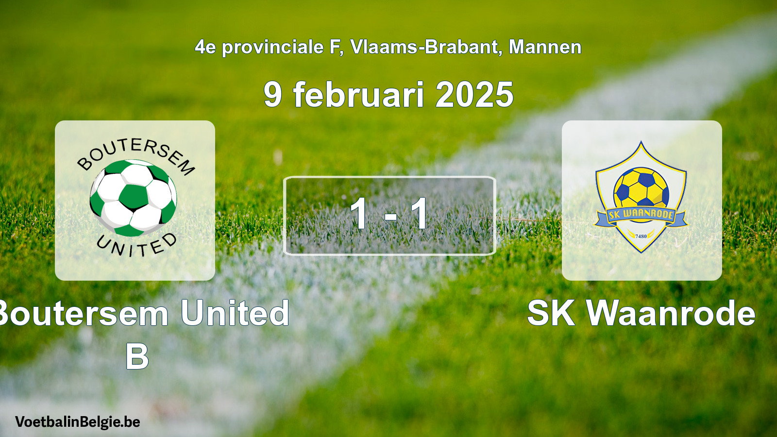 Gespeelde wedstrijd mannenvoetbal: Boutersem United B - SK Waanrode 1 - 1 (9 februari 2025)