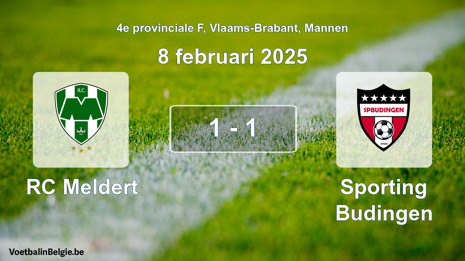 Gespeelde wedstrijd mannenvoetbal: RC Meldert - Sporting Budingen 1 - 1 (8 februari 2025)