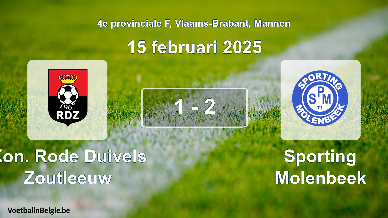 Gespeelde wedstrijd mannenvoetbal: Kon. Rode Duivels Zoutleeuw - Sporting Molenbeek 1 - 2 (15 februari 2025)