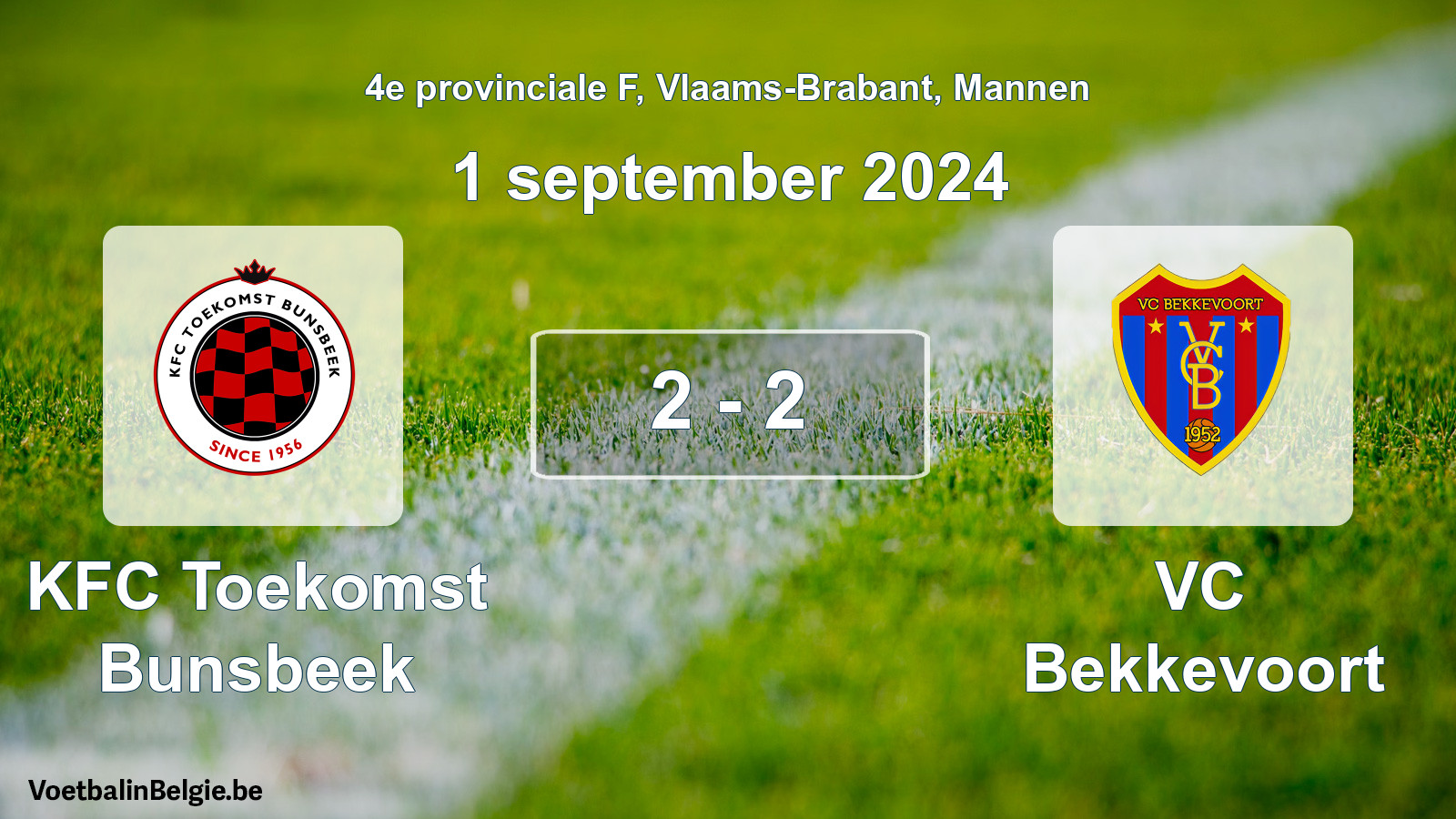Gespeelde wedstrijd mannenvoetbal: KFC Toekomst Bunsbeek - VC Bekkevoort 2 - 2 (1 september 2024)