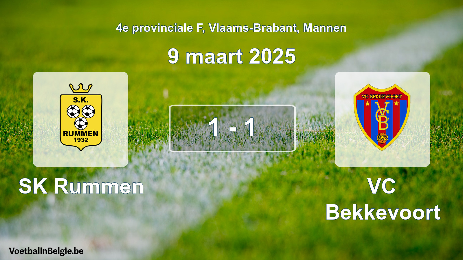 Gespeelde wedstrijd mannenvoetbal: SK Rummen - VC Bekkevoort 1 - 1 (9 maart 2025)