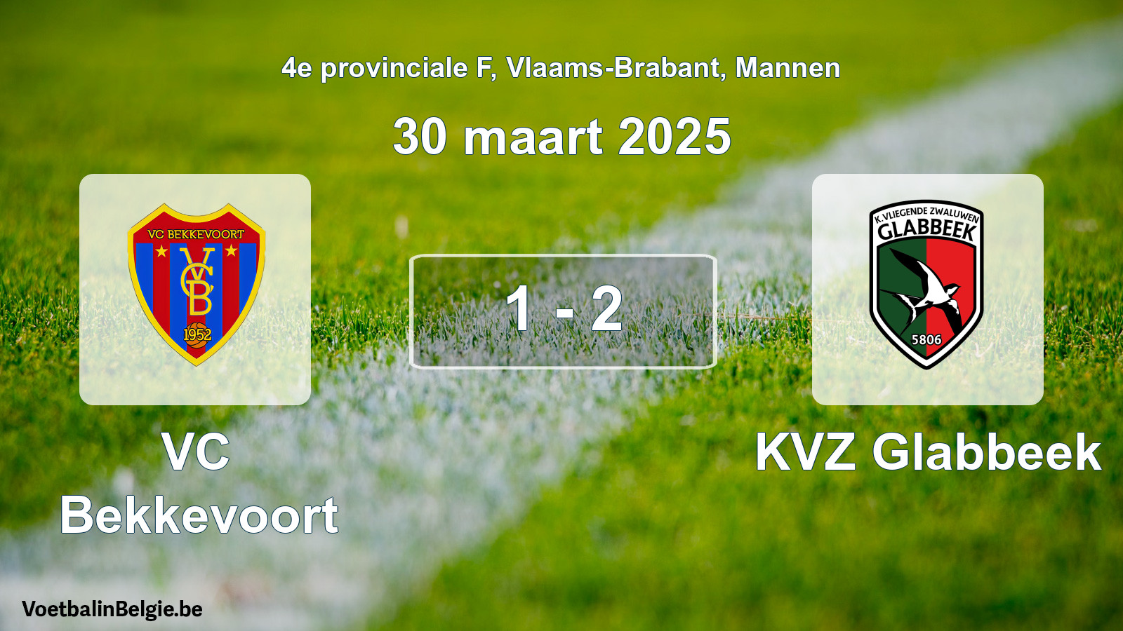 Gespeelde wedstrijd mannenvoetbal: VC Bekkevoort - KVZ Glabbeek 1 - 2 (30 maart 2025)