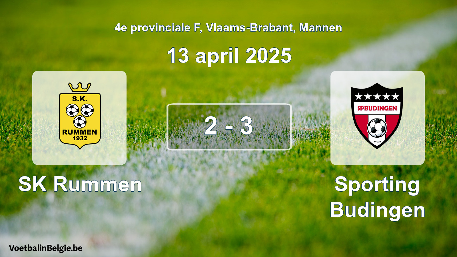 Gespeelde wedstrijd mannenvoetbal: SK Rummen - Sporting Budingen 2 - 3 (13 april 2025)