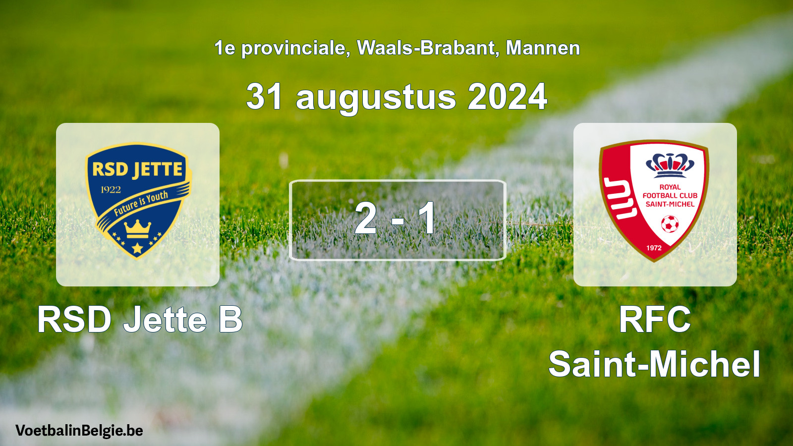 Gespeelde wedstrijd mannenvoetbal: RSD Jette B - RFC Saint-Michel 2 - 1 (31 augustus 2024)