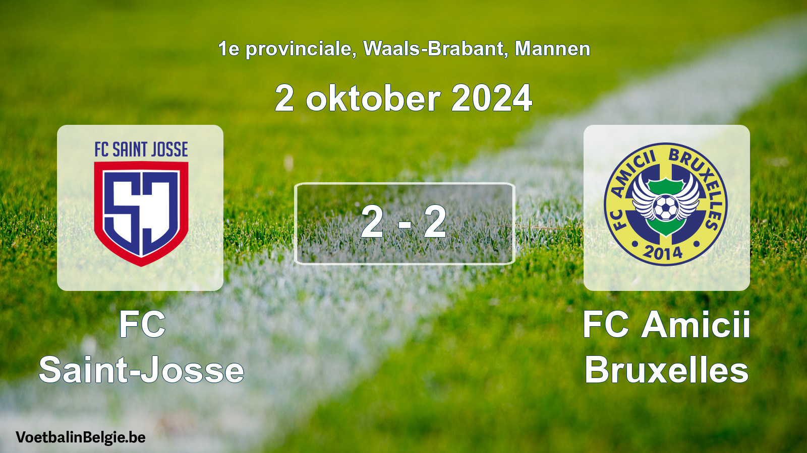 Gespeelde wedstrijd mannenvoetbal: FC Saint-Josse - FC Amicii Bruxelles 2 - 2 (2 oktober 2024)