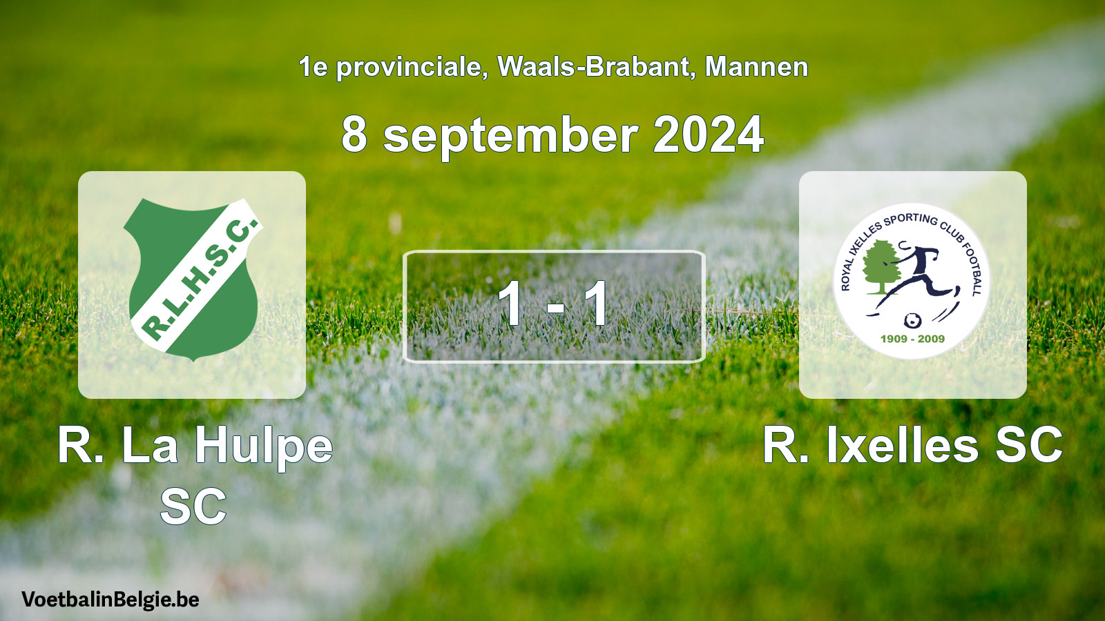 Gespeelde wedstrijd mannenvoetbal: R. La Hulpe SC - R. Ixelles SC 1 - 1 (8 september 2024)