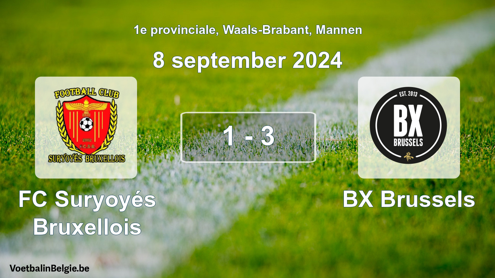 Gespeelde wedstrijd mannenvoetbal: FC Suryoyés Bruxellois - BX Brussels 1 - 3 (8 september 2024)