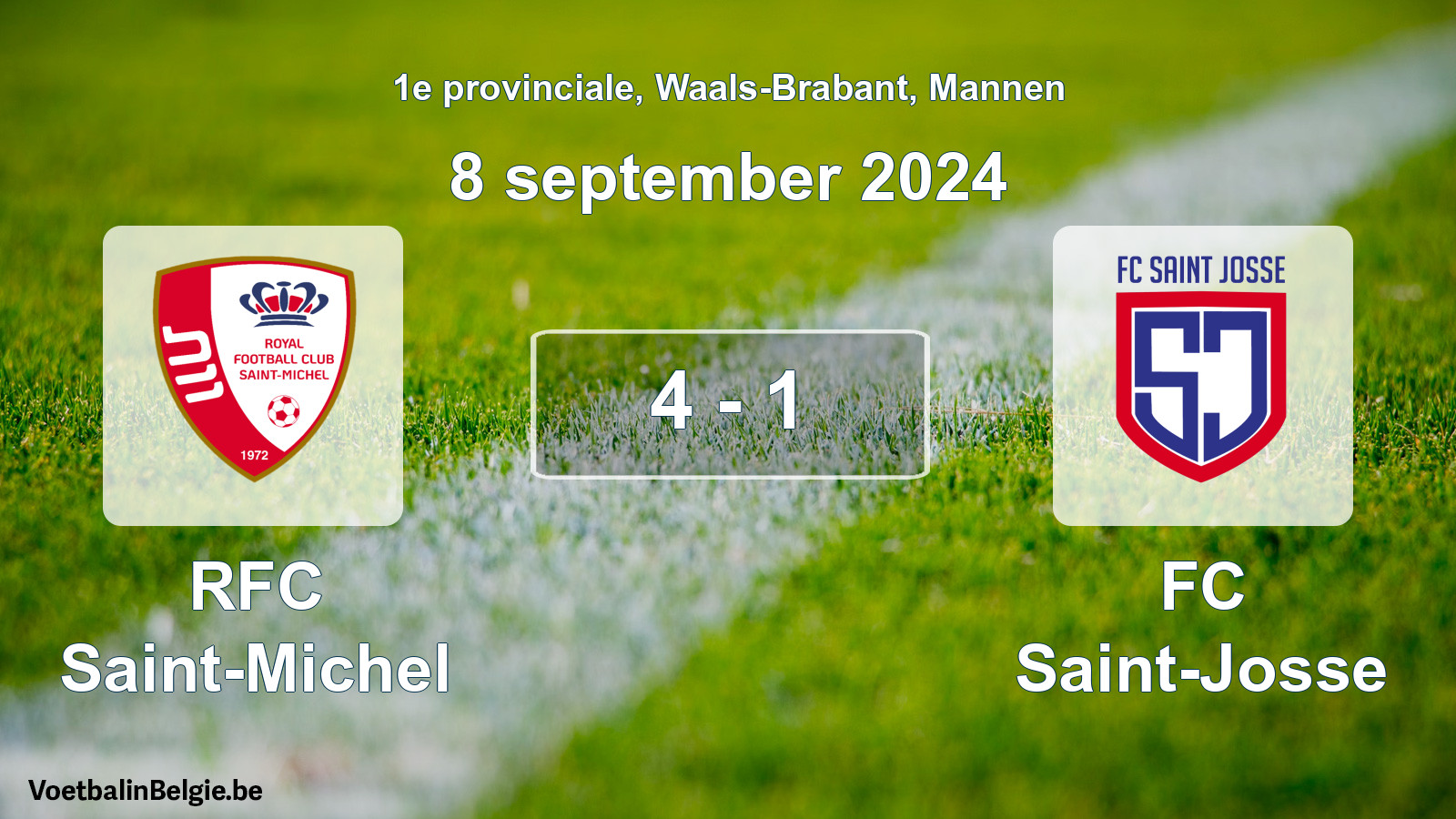 Gespeelde wedstrijd mannenvoetbal: RFC Saint-Michel - FC Saint-Josse 4 - 1 (8 september 2024)