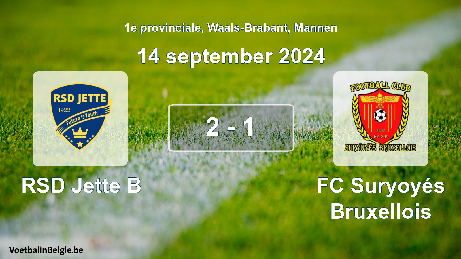 Gespeelde wedstrijd mannenvoetbal: RSD Jette B - FC Suryoyés Bruxellois 2 - 1 (14 september 2024)