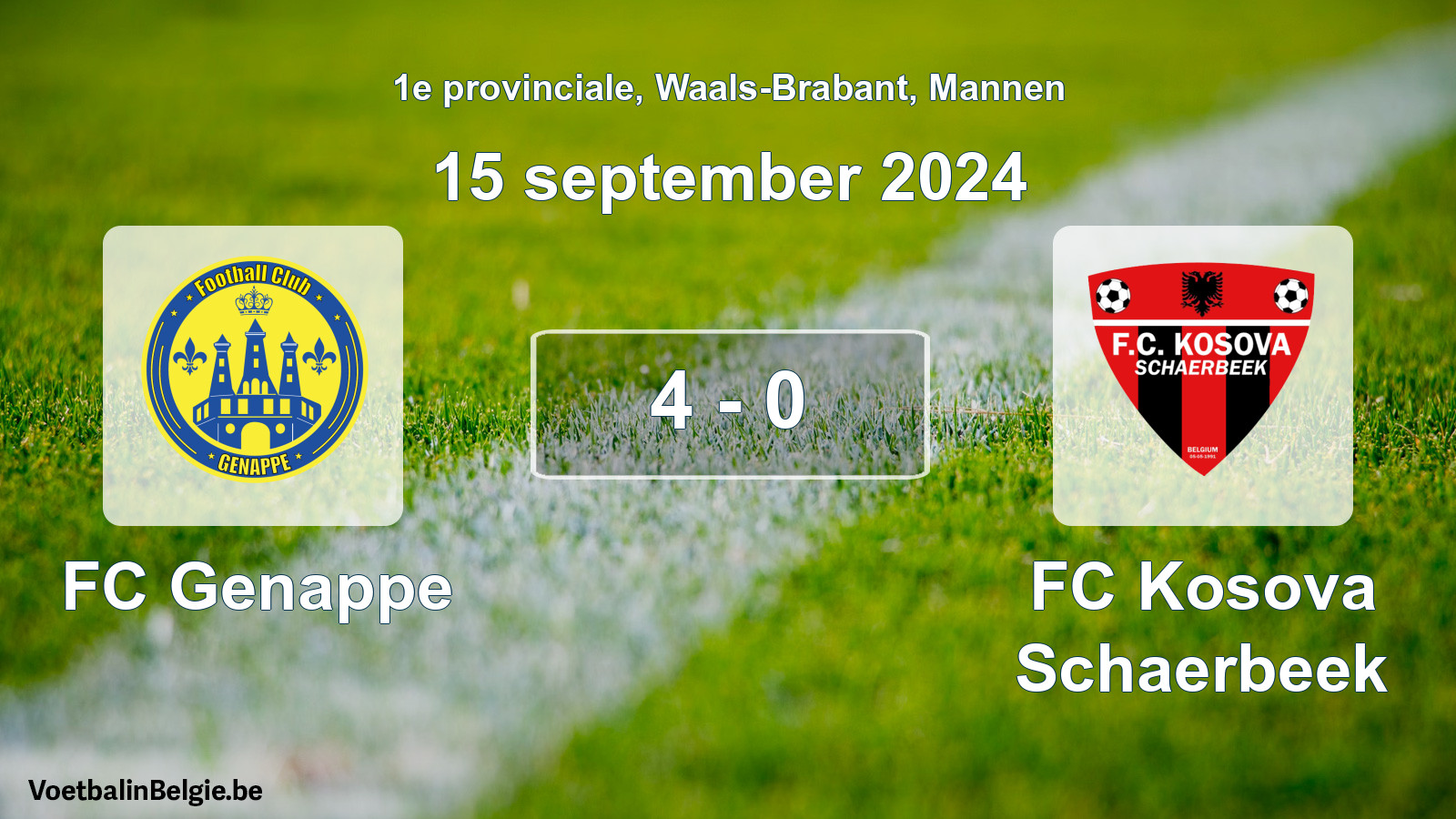 Played match men football: FC Genappe - FC Kosova Schaerbeek 4 - 0 (15 September 2024)