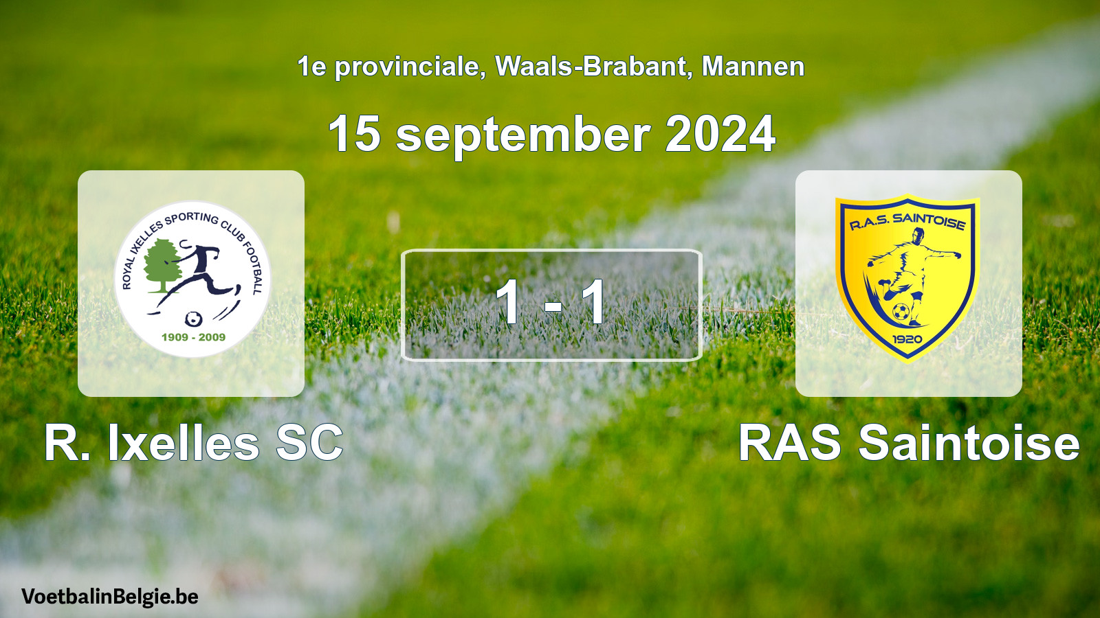 Gespeelde wedstrijd mannenvoetbal: R. Ixelles SC - RAS Saintoise 1 - 1 (15 september 2024)