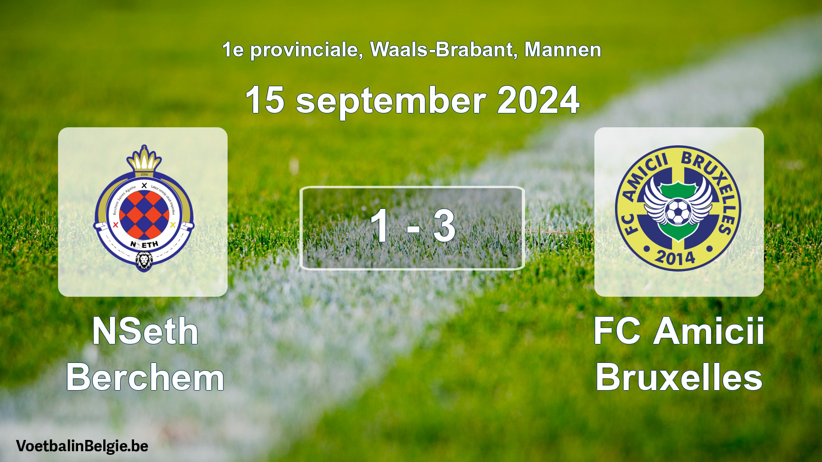 Gespeelde wedstrijd mannenvoetbal: NSeth Berchem - FC Amicii Bruxelles 1 - 3 (15 september 2024)