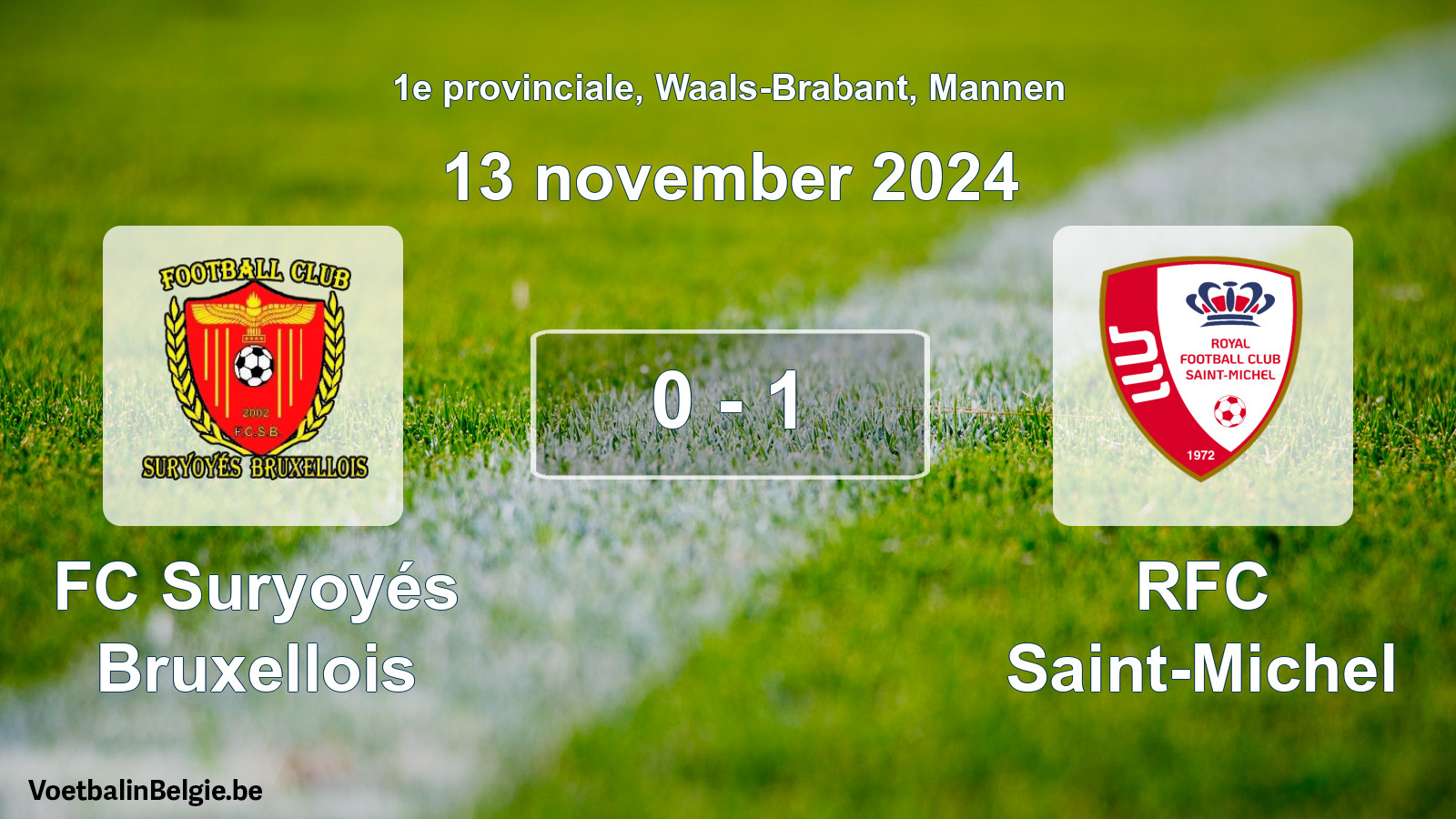 Gespeelde wedstrijd mannenvoetbal: FC Suryoyés Bruxellois - RFC Saint-Michel 0 - 1 (13 november 2024)