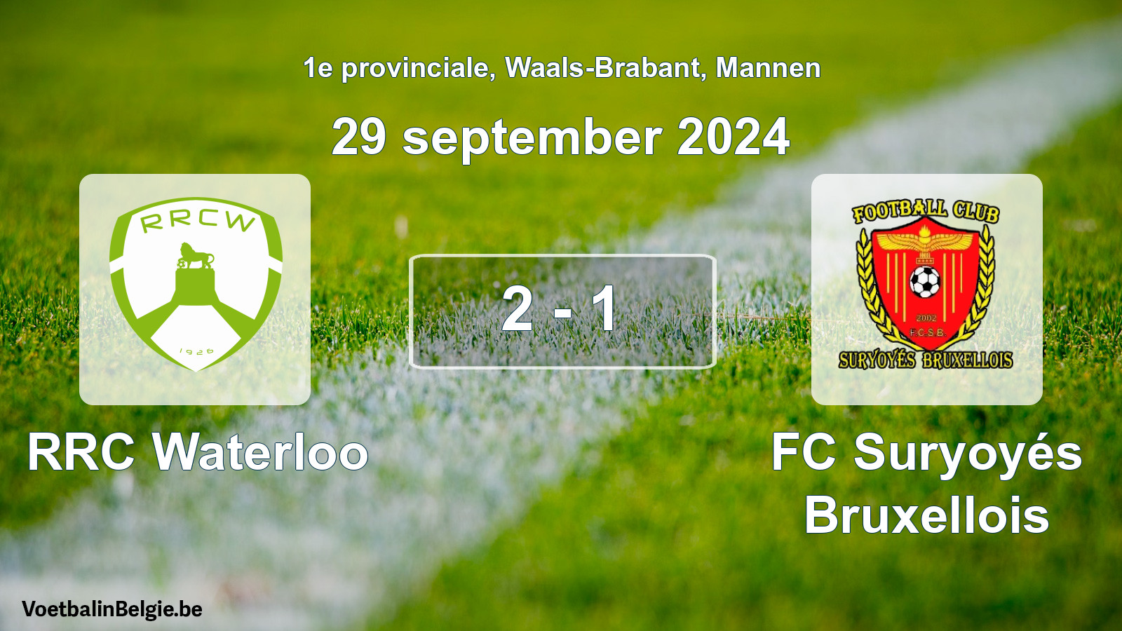 Gespeelde wedstrijd mannenvoetbal: RRC Waterloo - FC Suryoyés Bruxellois 2 - 1 (29 september 2024)