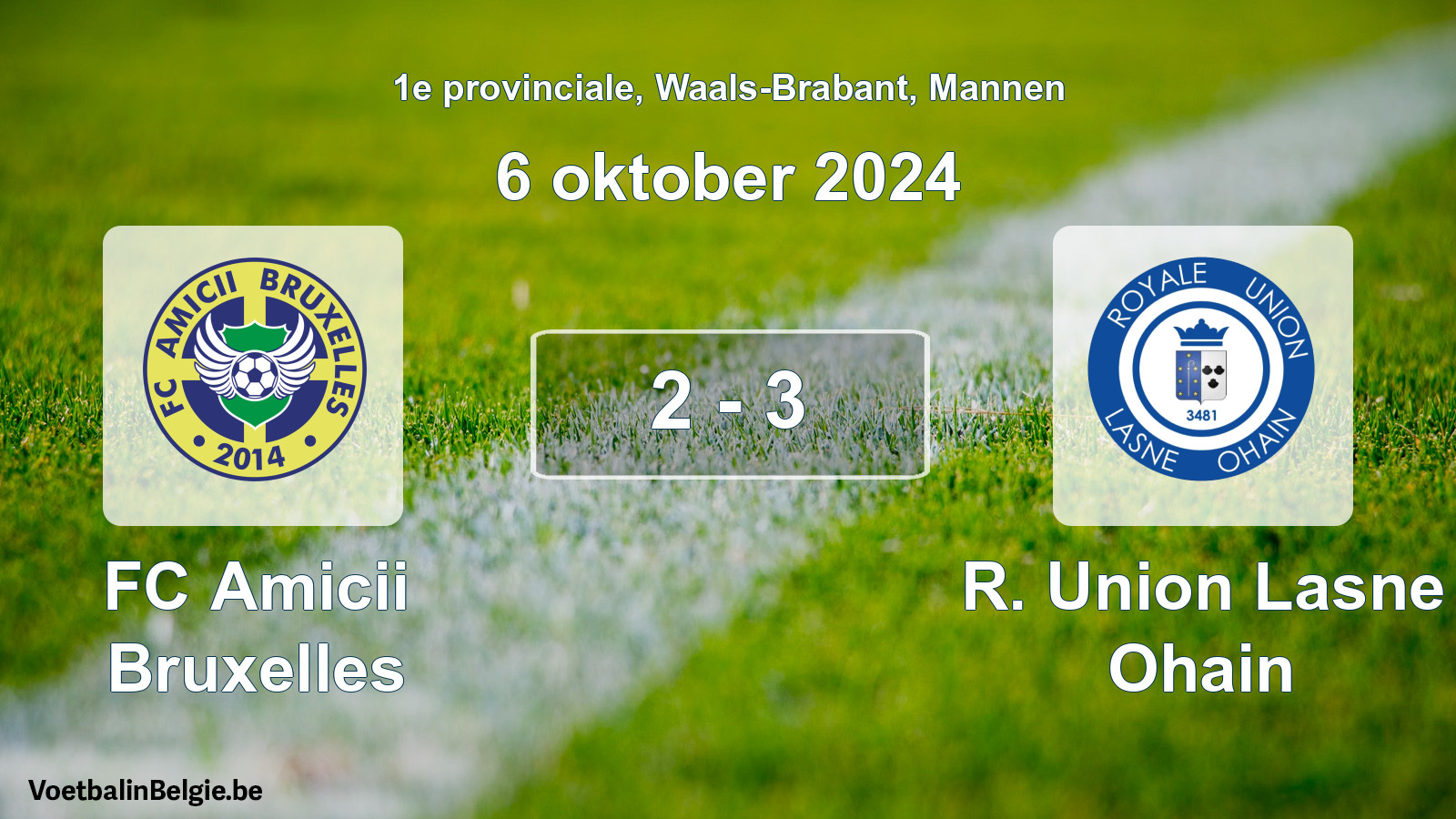 Gespeelde wedstrijd mannenvoetbal: FC Amicii Bruxelles - R. Union Lasne Ohain 2 - 3 (6 oktober 2024)