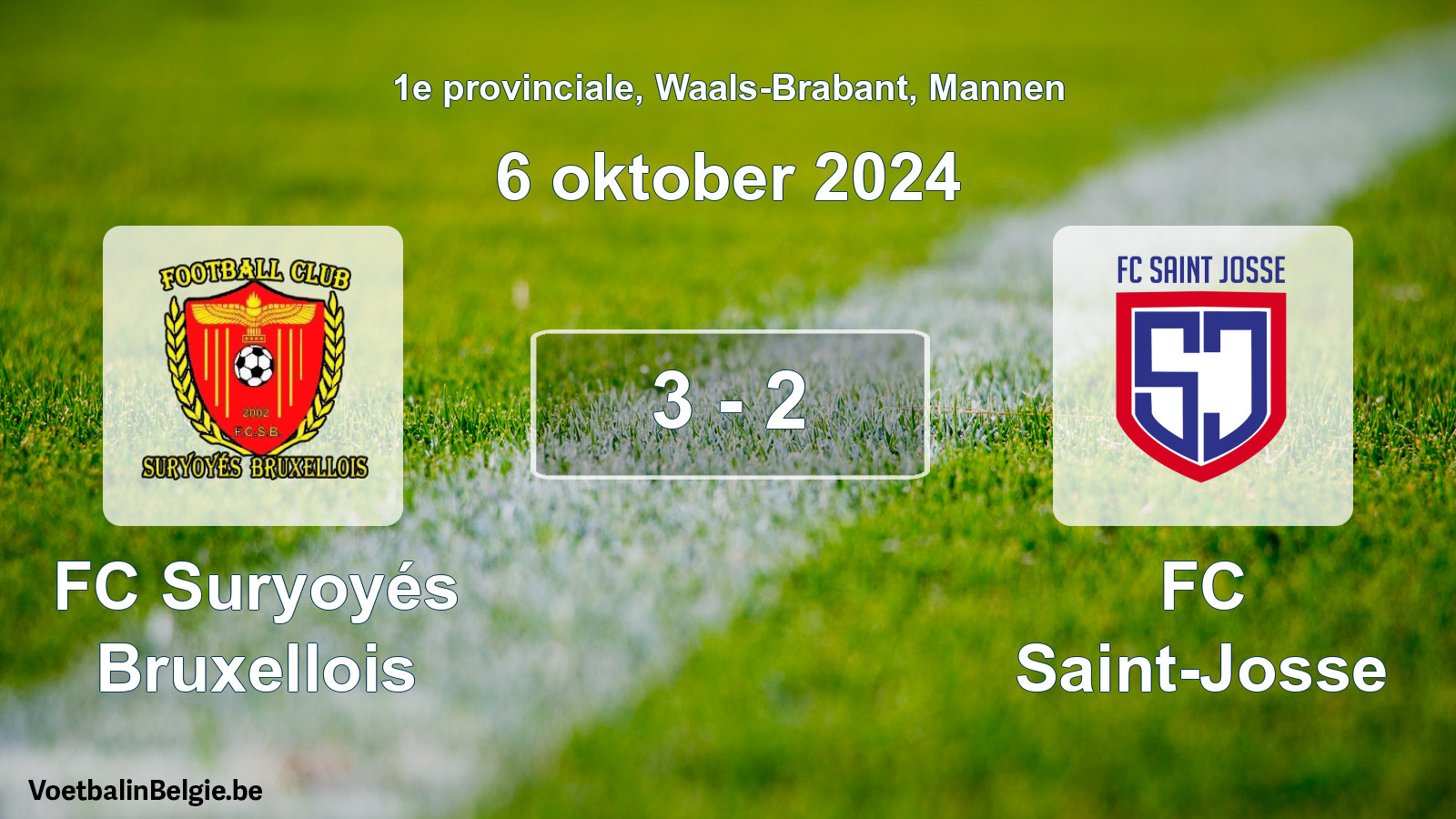 Gespeelde wedstrijd mannenvoetbal: FC Suryoyés Bruxellois - FC Saint-Josse 3 - 2 (6 oktober 2024)