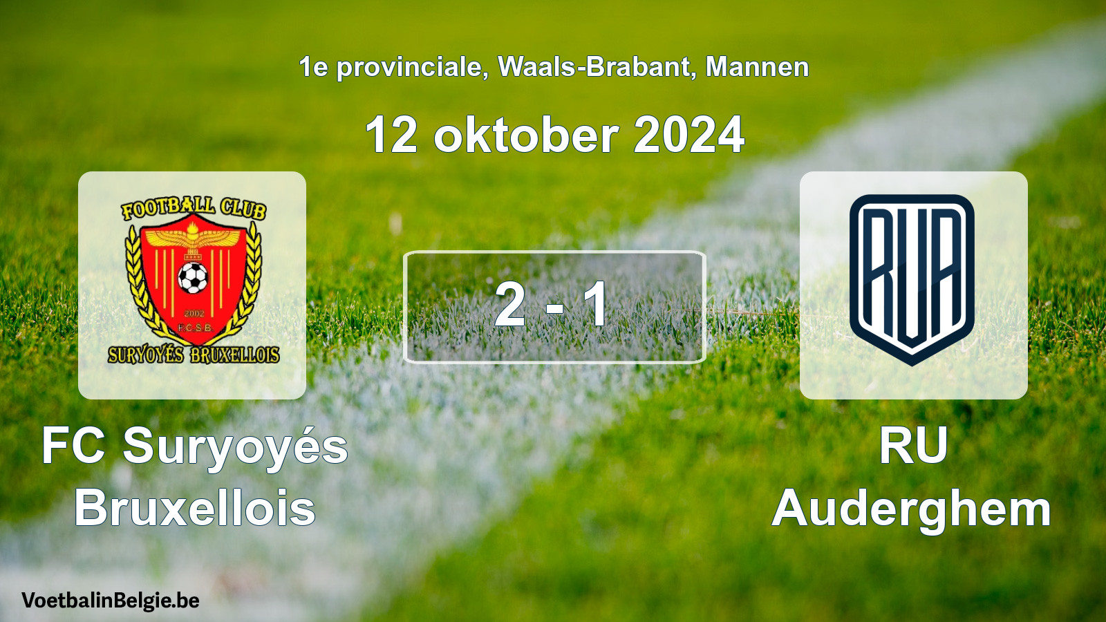 Gespeelde wedstrijd mannenvoetbal: FC Suryoyés Bruxellois - RU Auderghem 2 - 1 (12 oktober 2024)