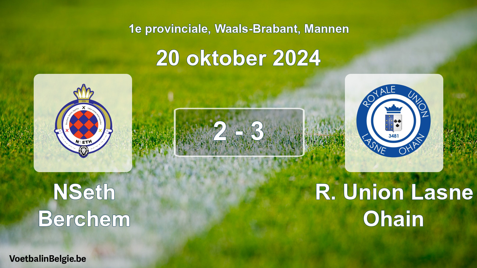 Gespeelde wedstrijd mannenvoetbal: NSeth Berchem - R. Union Lasne Ohain 2 - 3 (20 oktober 2024)