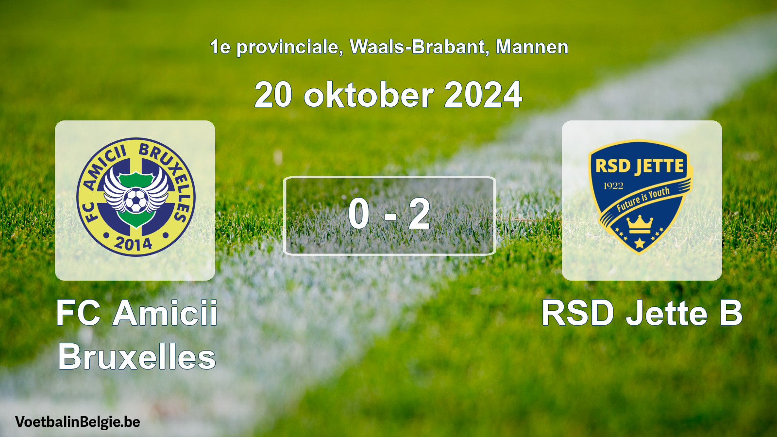Gespeelde wedstrijd mannenvoetbal: FC Amicii Bruxelles - RSD Jette B 0 - 2 (20 oktober 2024)